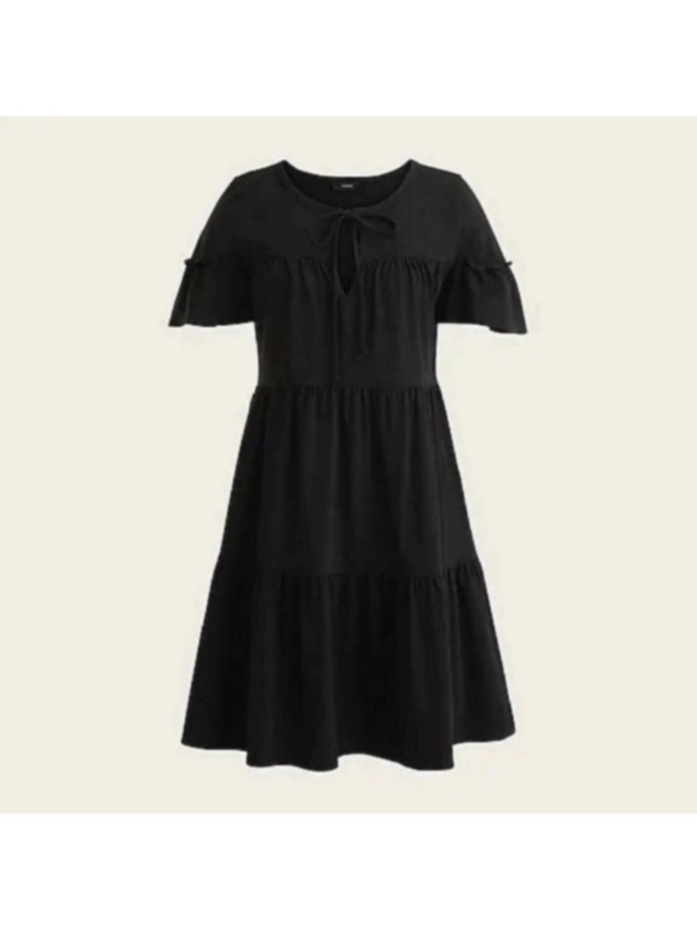 J.Crew Black V-Neck Flutter Sleeve Mini Dress XS Classic Little Black Dress - Picture 4 of 4